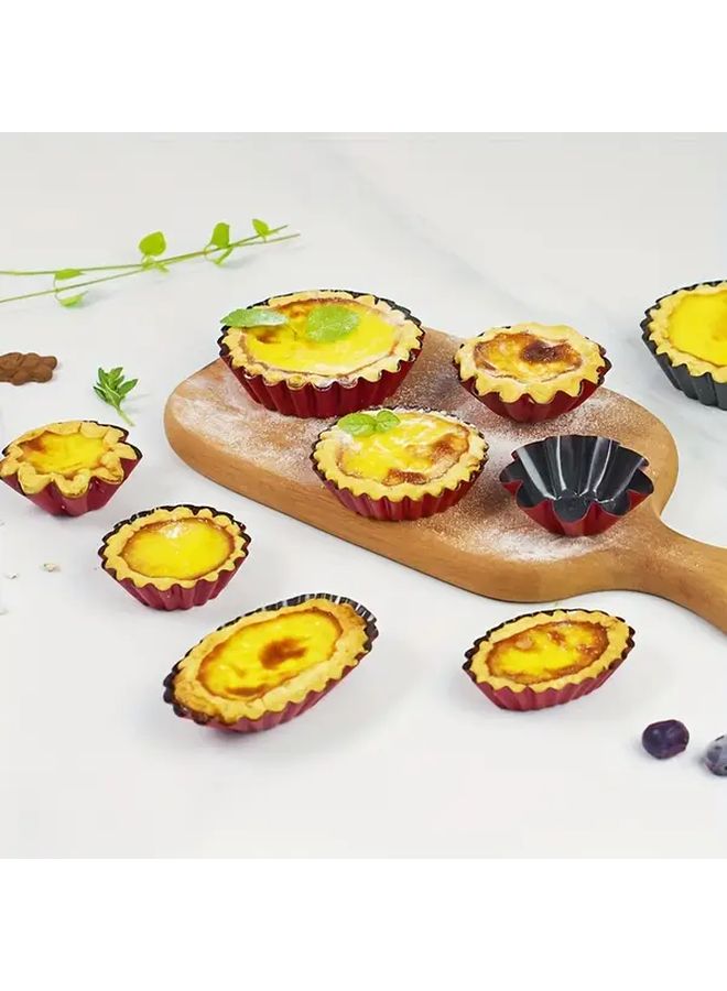 6 Pcs Small Oval Silvery Non Stick Mini Tart Pie Pans Baking Molds Kitchen Tools - Image 2